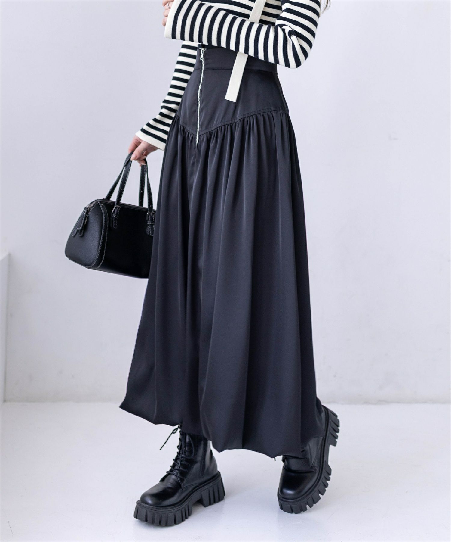 CLEAR BASIC≪新作≫フロントジップサテンバルーンスカート[CL9663