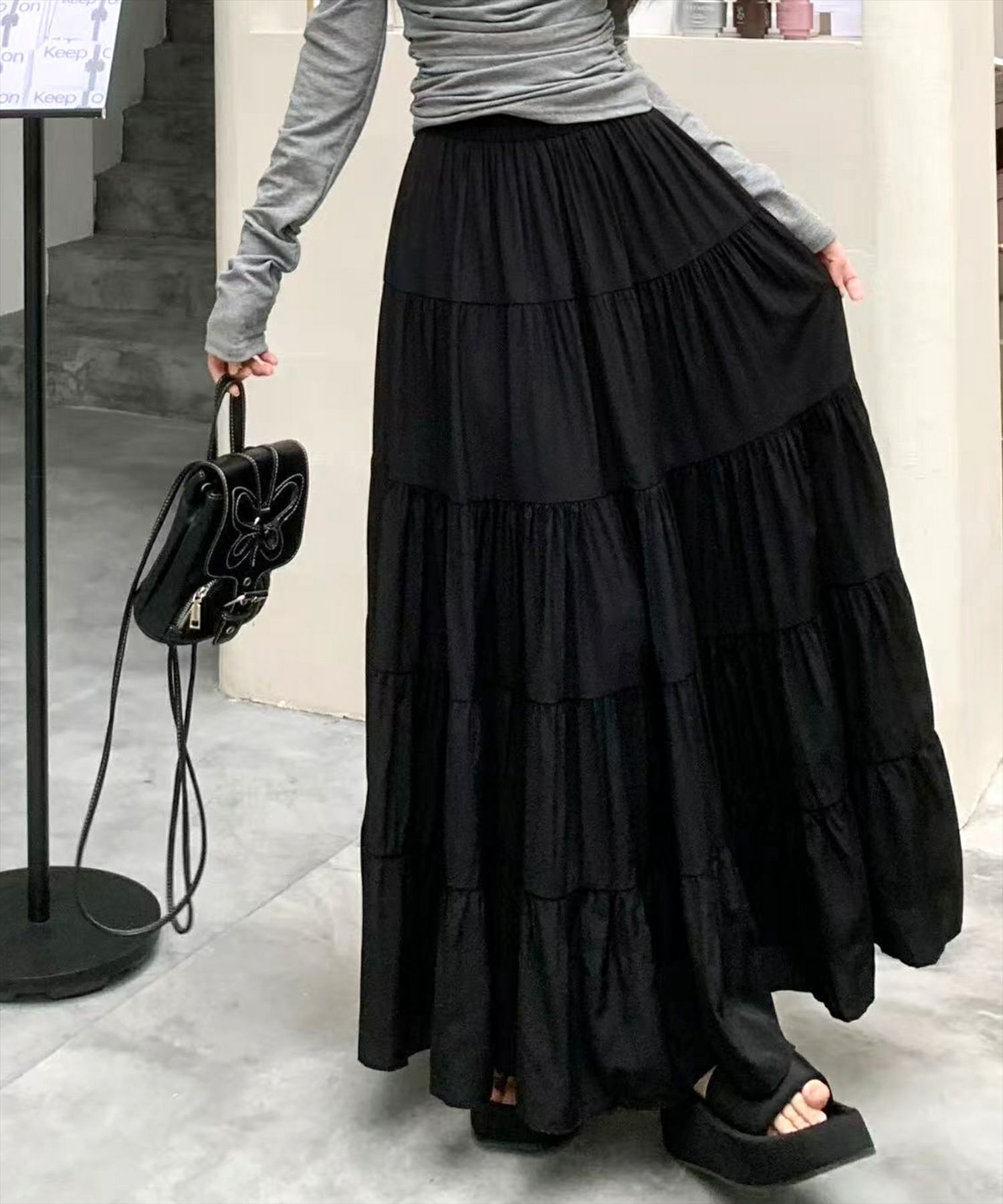 STAY MOTION≪WEB限定/新作≫ティアードロングスカート[ST1122