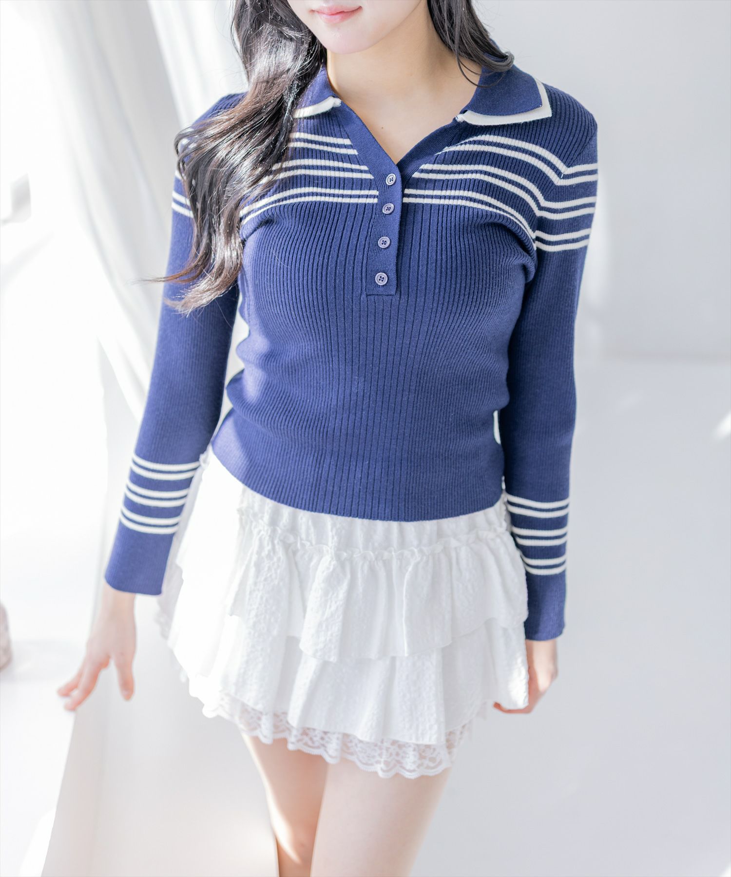 clear≪新作≫ダブルカラーラインポロニット[CL9650] | レディース