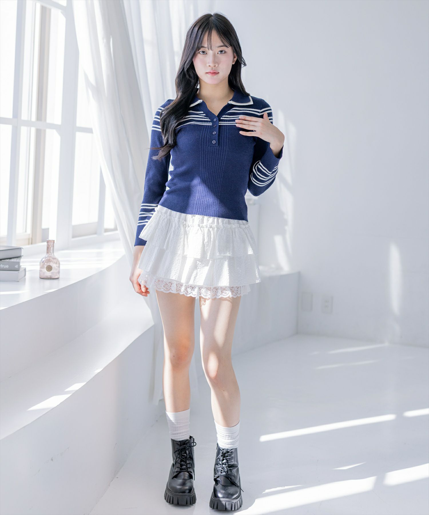 167cm/ネイビー着用
