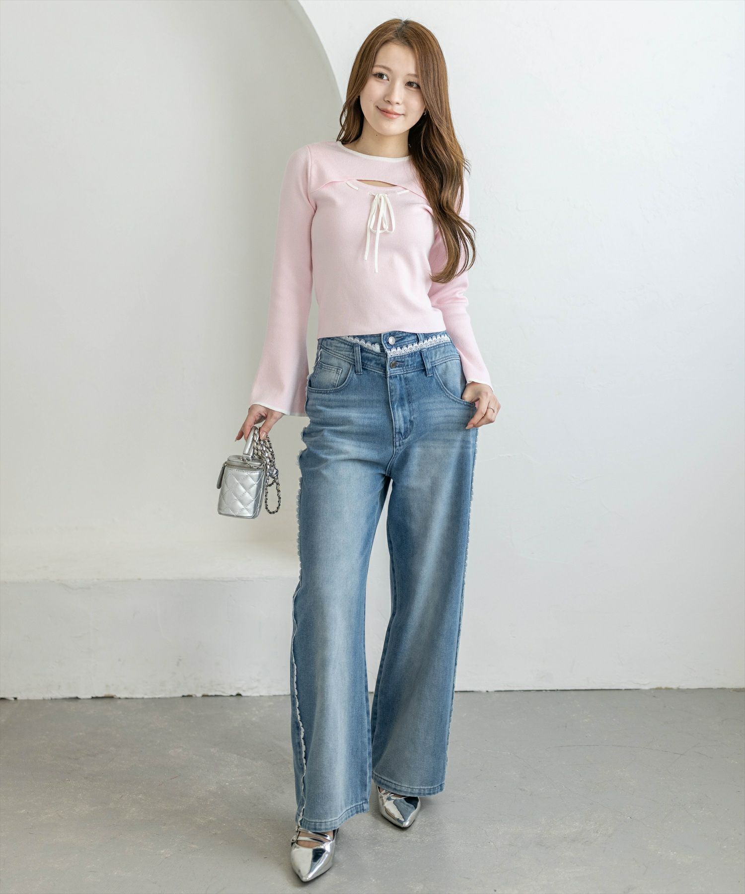 163cm/ピンク着用