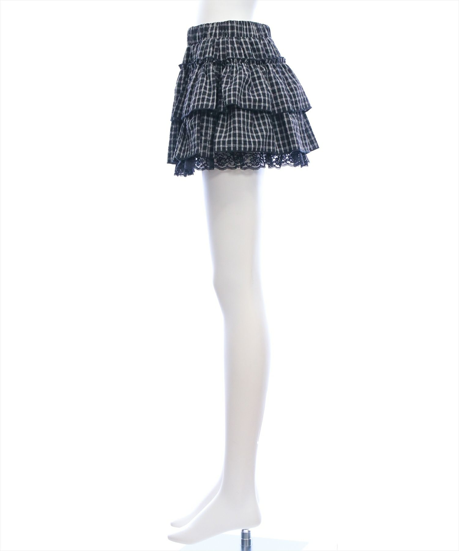 clear≪WEB先行販売/新作≫チェック柄フリルティアードミニスカート