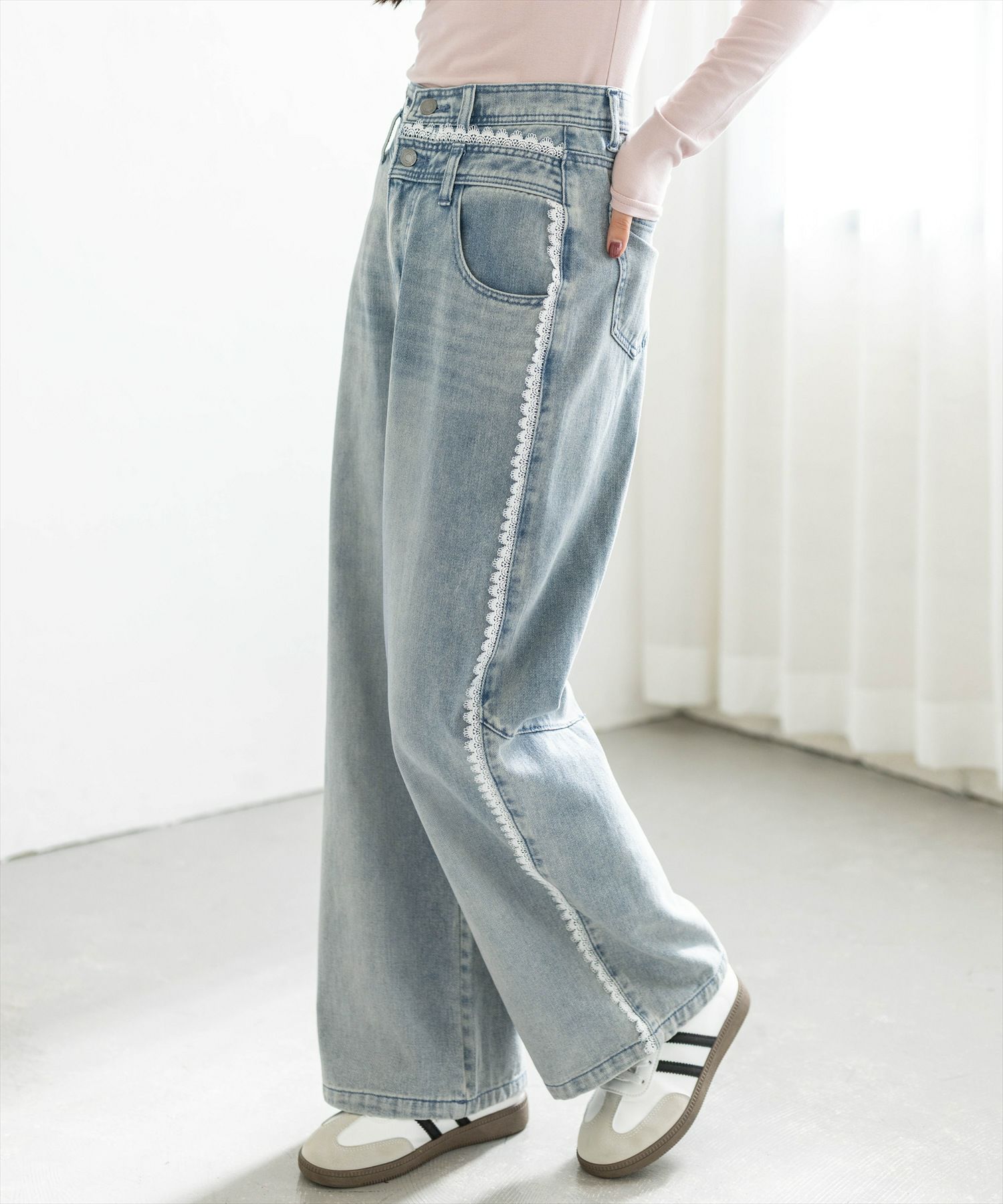 clear≪新作≫サイドレースワイドデニムパンツ[CL9636] | レディース