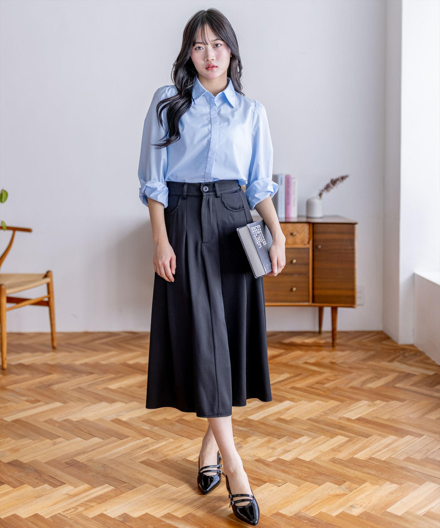 PRISTIN ストレッチノンコールタックスカート ストレッチノンコールタックスカート / オーガニックコットン – PRISTINE