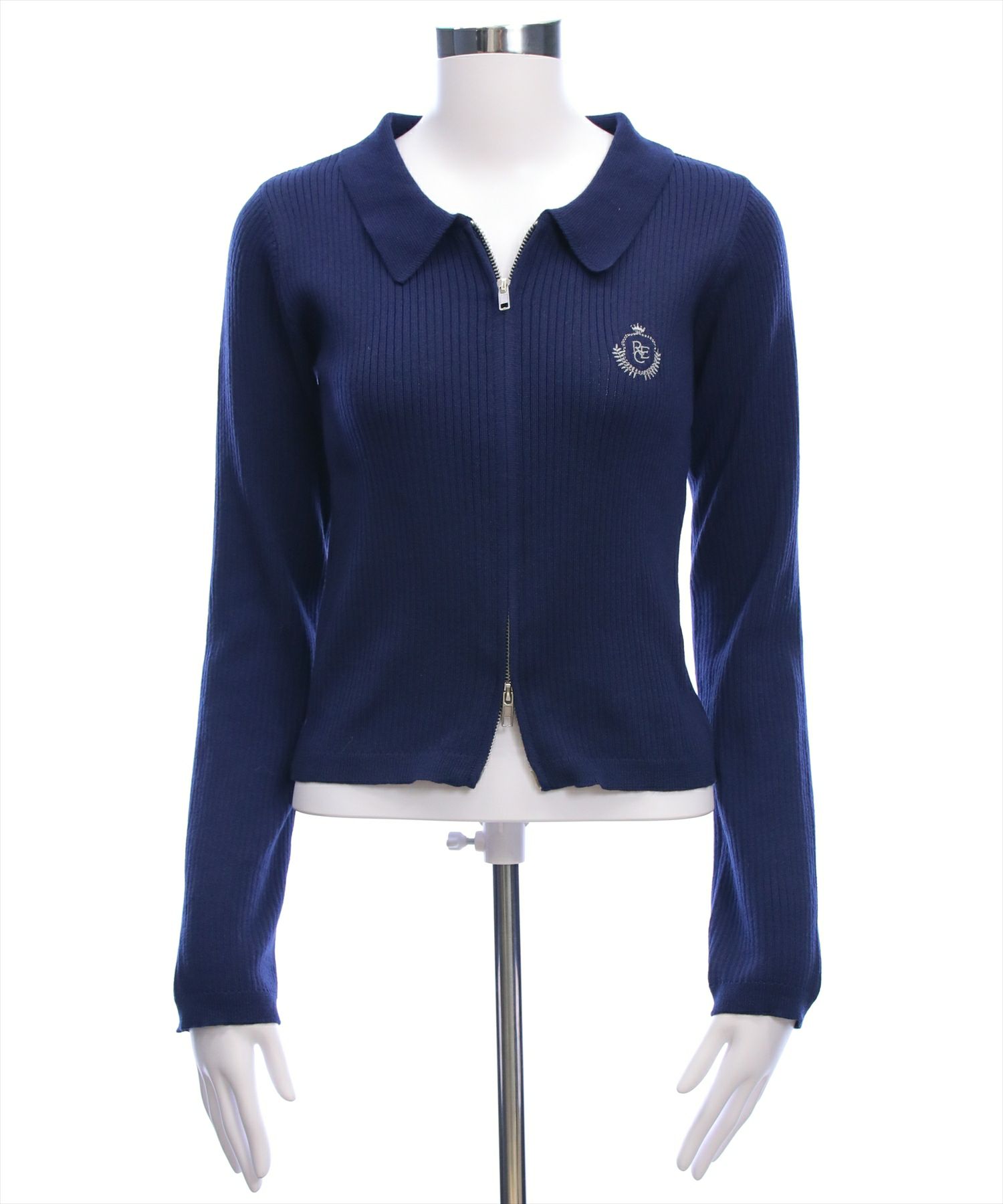 clear≪新作≫刺繍入りダブルジップ長袖ニットトップス[CL9680