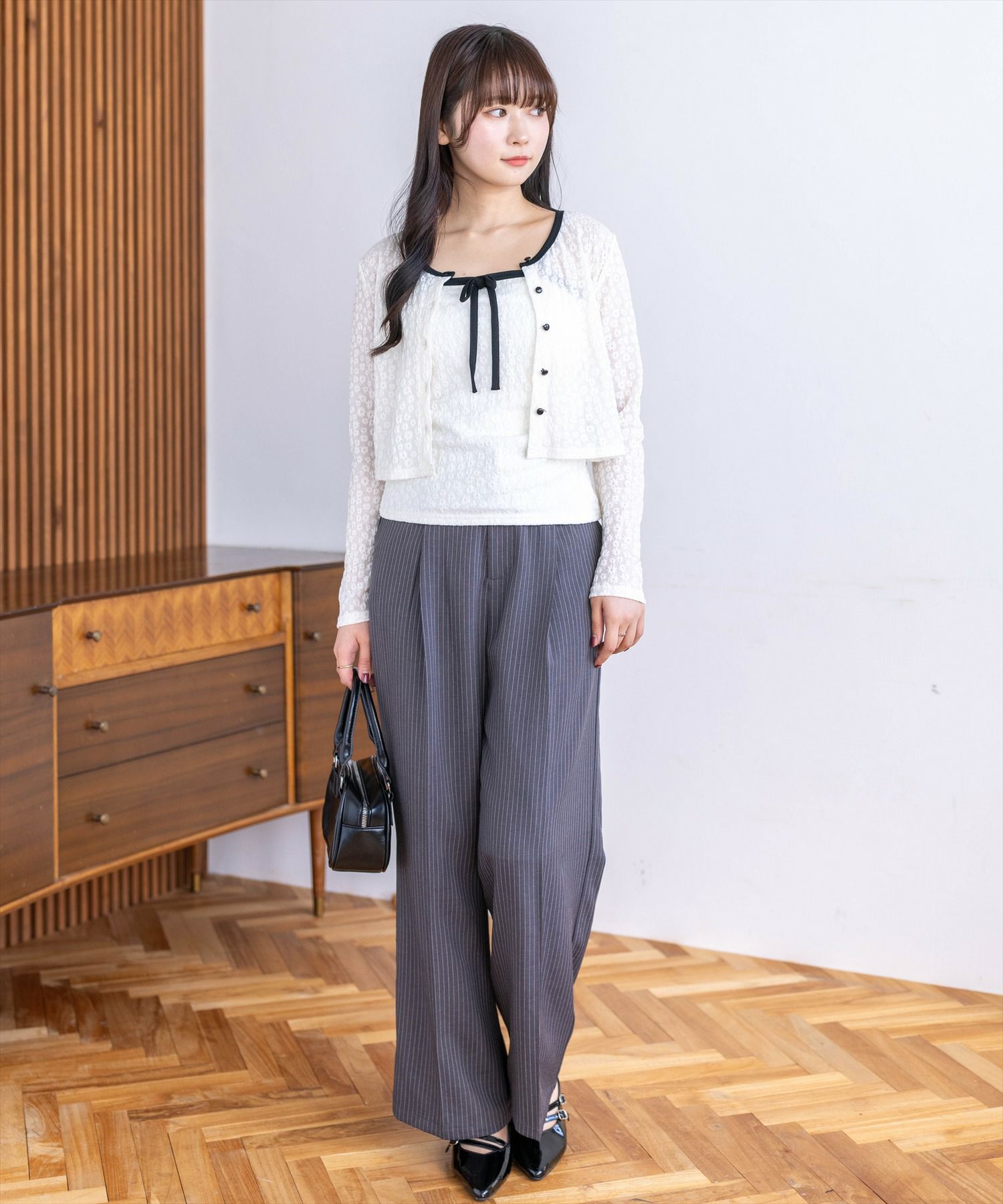 162cm/アイボリー着用