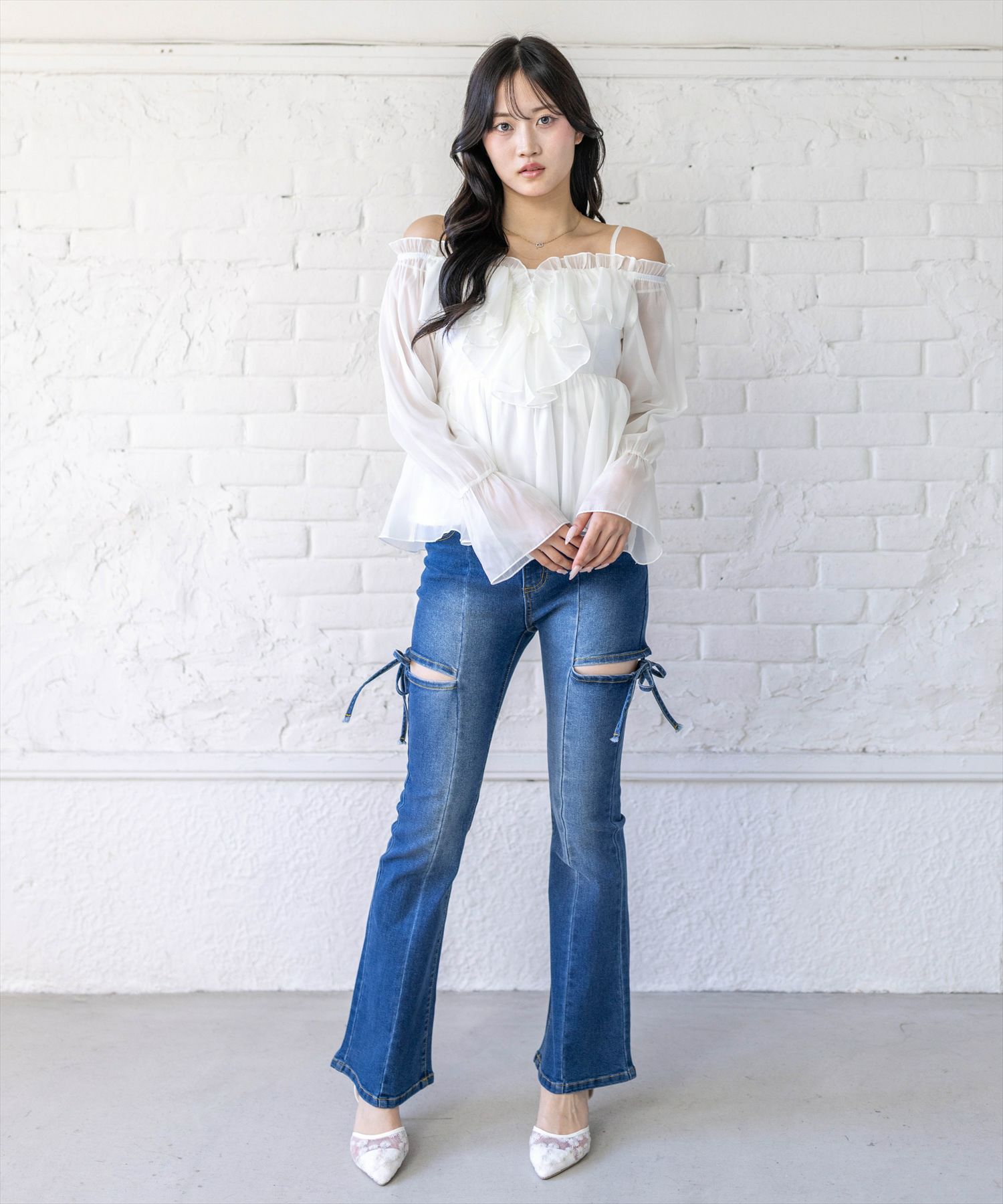 168cm/アイボリー着用