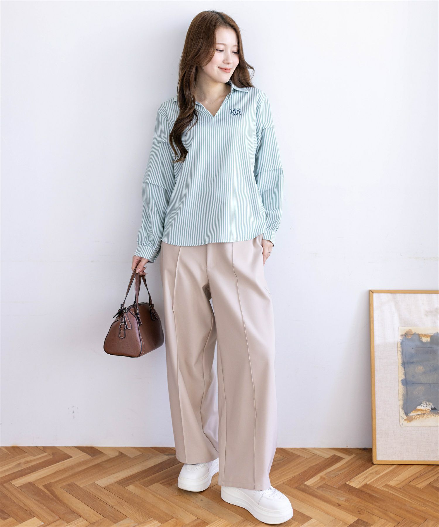 163cm/ミント着用